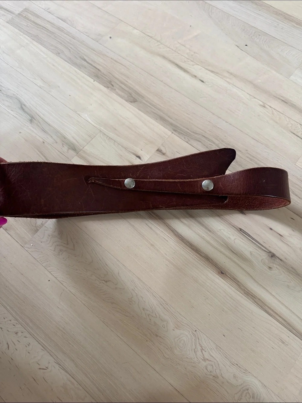Distressed Brown Leather Asymmetrical Snap Belt-Boho-Festival